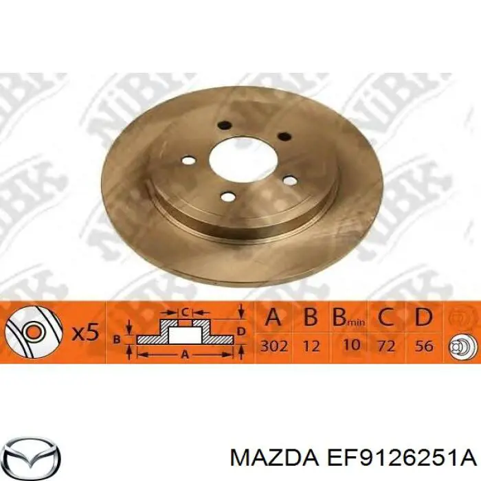 Задні дискові гальма Mazda EF9126251A ціна, від 45.13 USD
