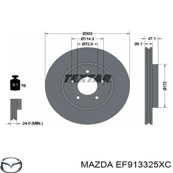 EF913325XC Mazda диск гальмівний передній