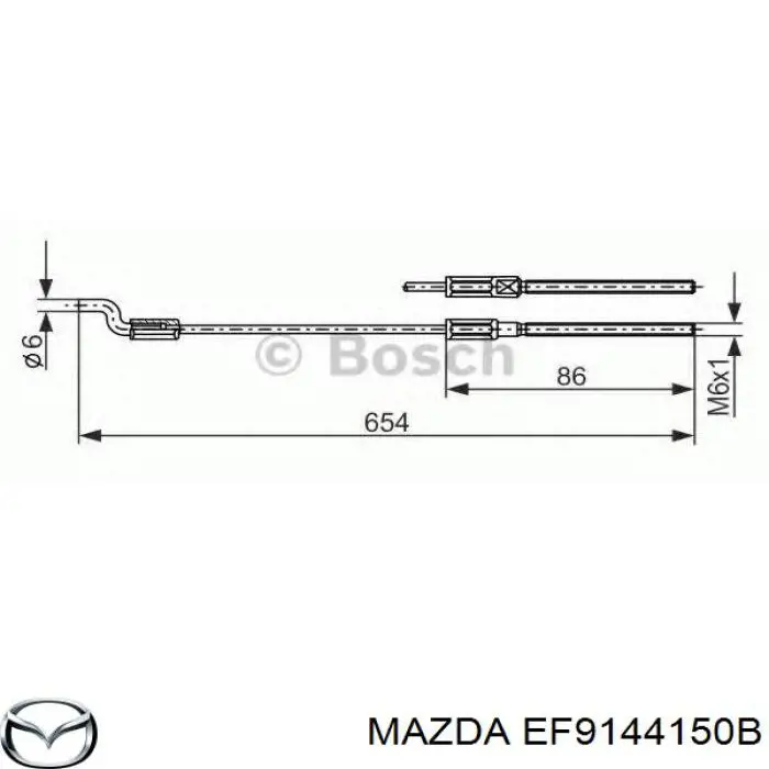 EF9144150B Mazda трос ручного гальма передній