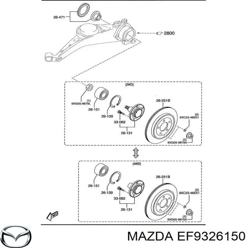 Маточини задніх коліс Mazda EF9326150 ціна, від 565.76 USD