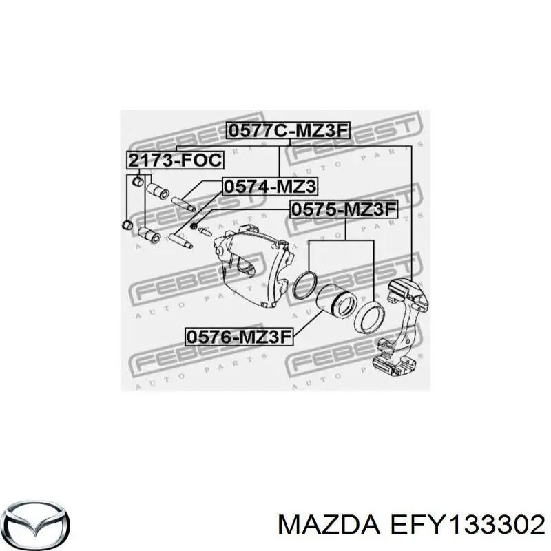 Направляюча супорту переднього Mazda EFY133302 ціна, від 3.94 USD