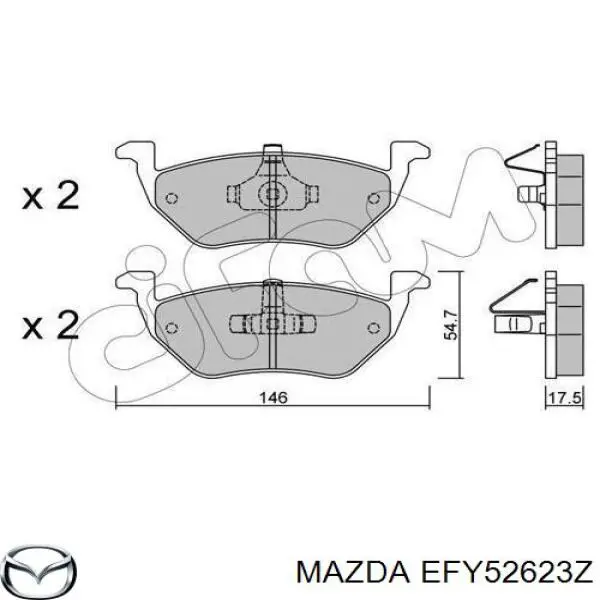 EFY52623Z Mazda Колодки гальмівні задні, дискові