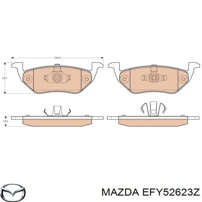 Задні гальмівні колодки Mazda EFY52623Z ціна, від 25.58 USD