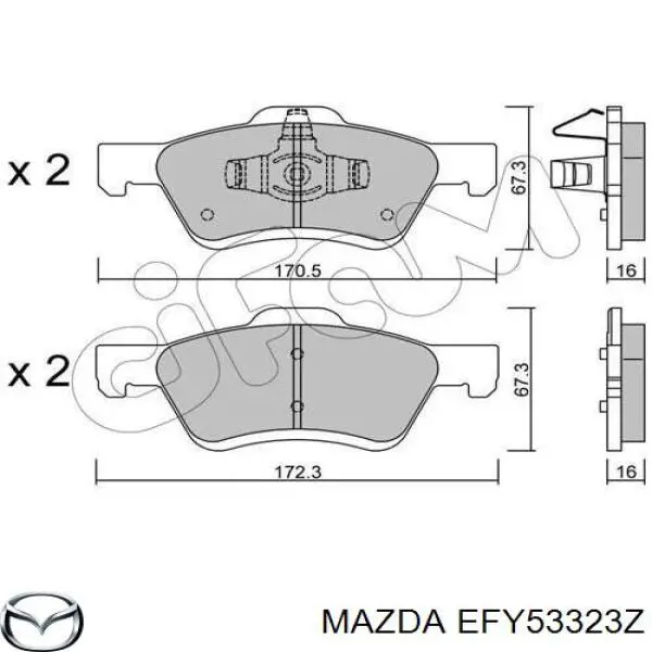 Передні тормозні колодки EFY53323Z Mazda