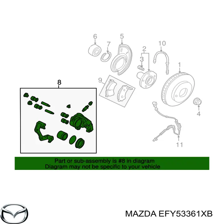 EFY53361XB Mazda супорт гальмівний передній правий