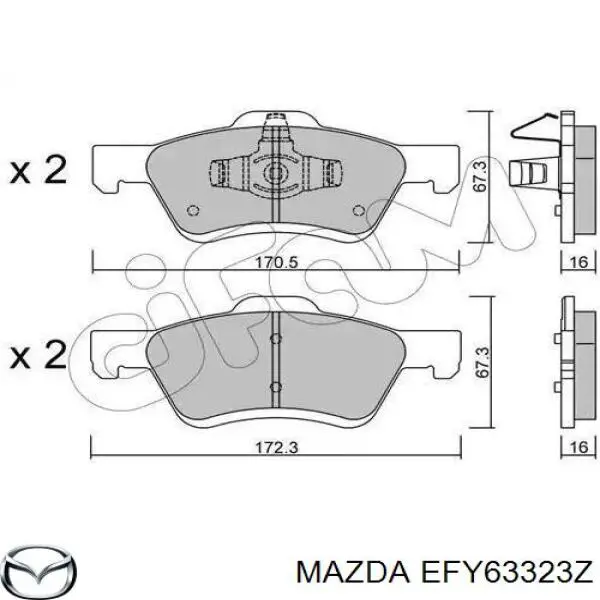 Гальмівні колодки Mazda EFY63323Z ціна, від 28.10 USD