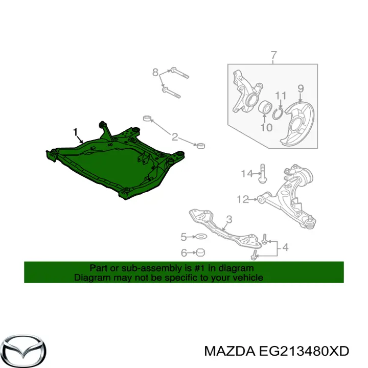 Підрамник передньої підвіски Mazda EG213480XD ціна, від 63.55 USD