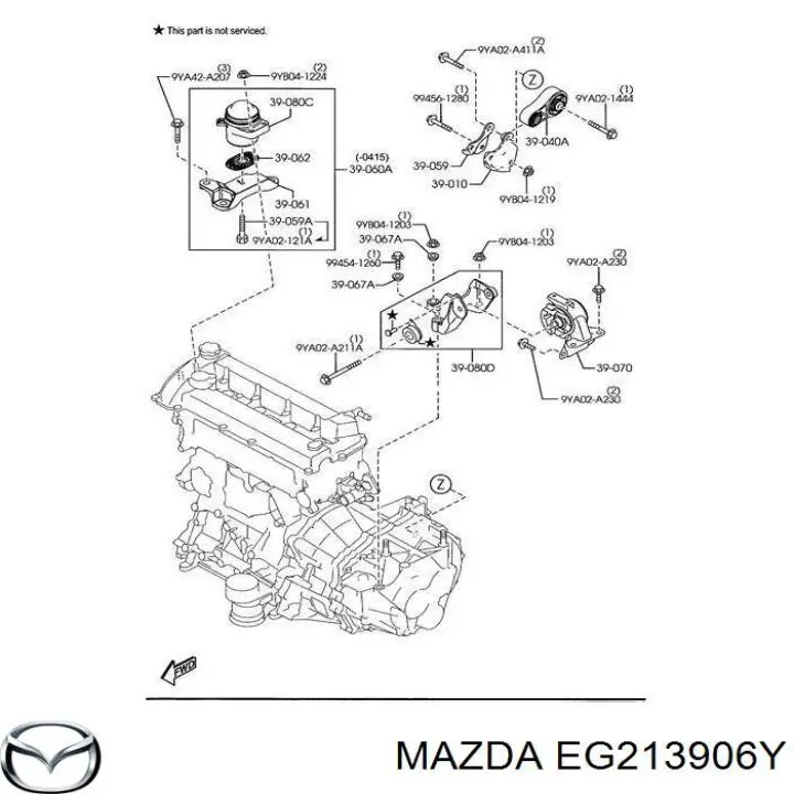 EG213906Y Mazda Права подушка мотора
