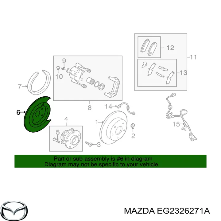Захист гальмівного диска заднього, лівого Mazda EG2326271A ціна, від 27.87 USD