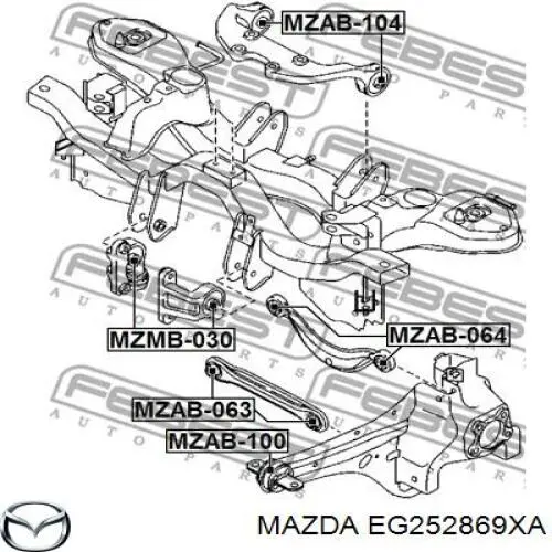 Сайлентблок траверси кріплення заднього редуктора, задній EG252869XA Mazda