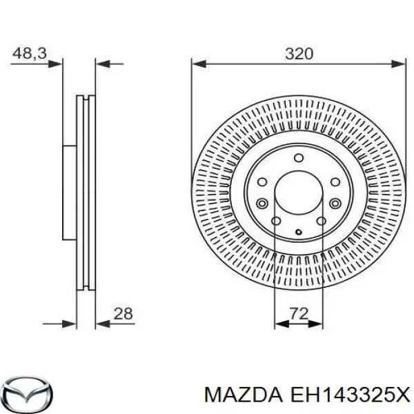 Диск гальмівний передній Mazda EH143325X