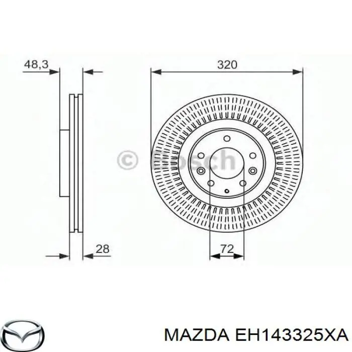 Диск гальмівний передній Mazda EH143325XA