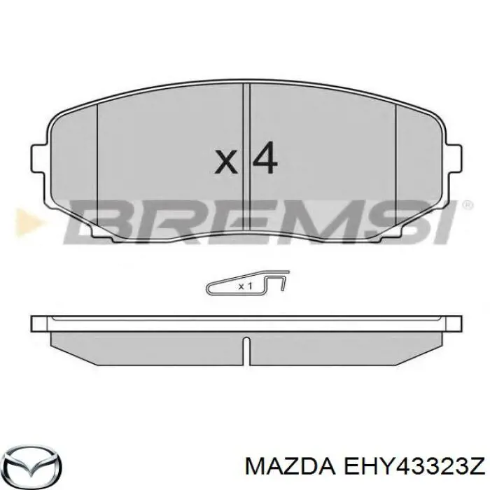 Колодки гальмівні передні, дискові EHY43323Z Mazda