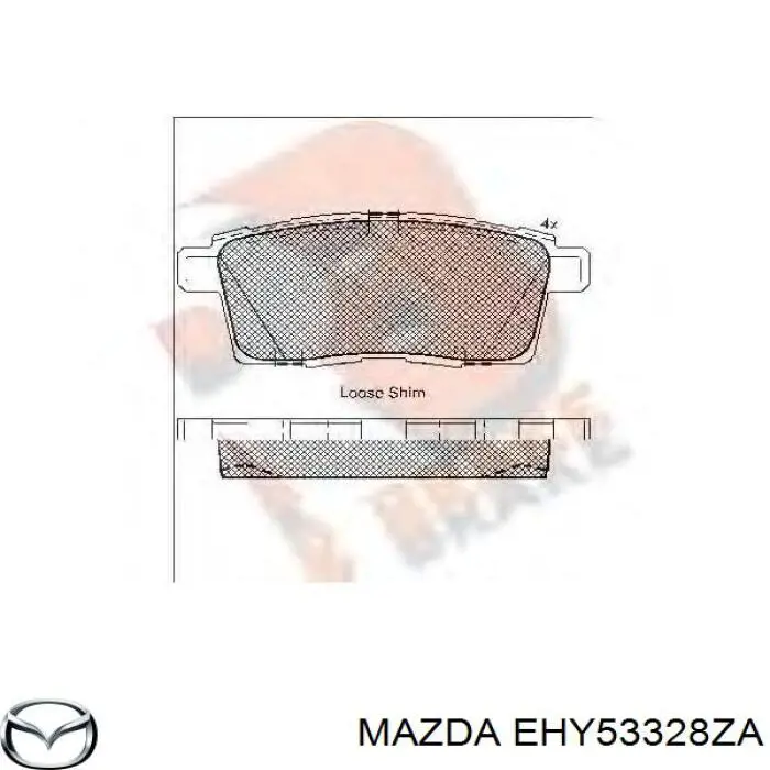 Колодки гальмівні передні, дискові EHY53328ZA Mazda