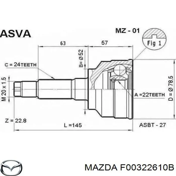 Граната колісна Mazda F00322610B ціна, від 25.39 USD