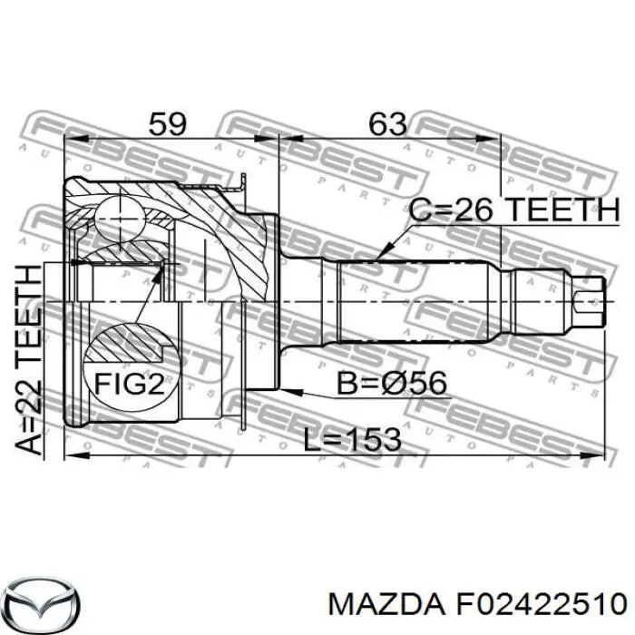 Купити F02422510 Mazda Шарнір приводу зовнішній