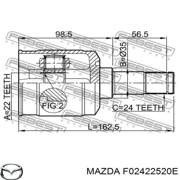 F02422520E Mazda ШРУС внутрішній, передній, лівий