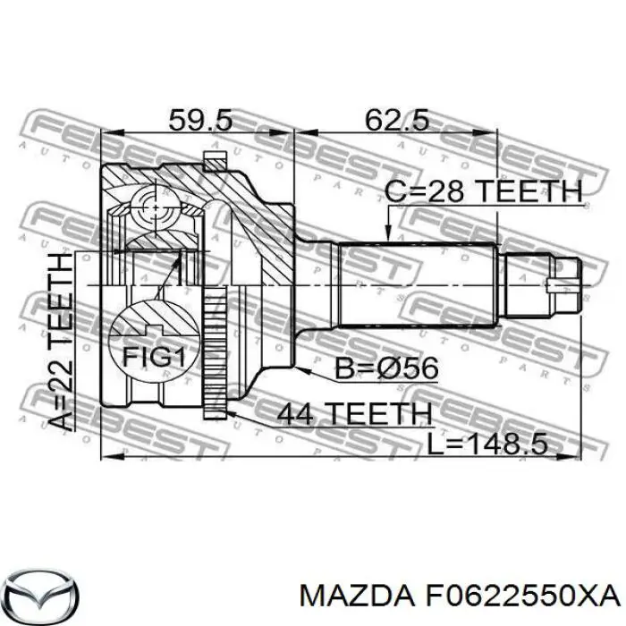 F0622550XA Mazda Привід передній правий