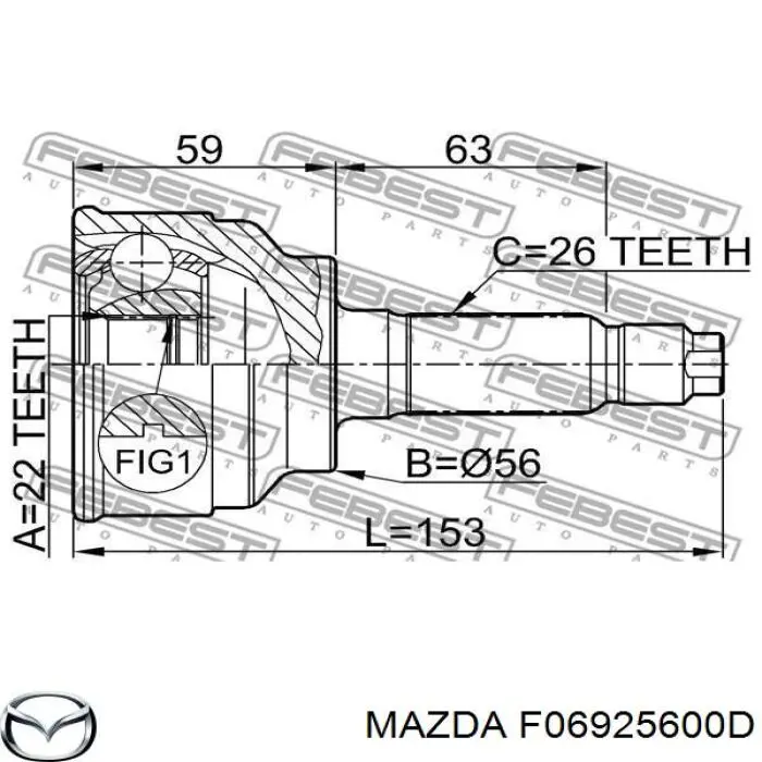 Купити F06925600D Mazda Ліва піввісь