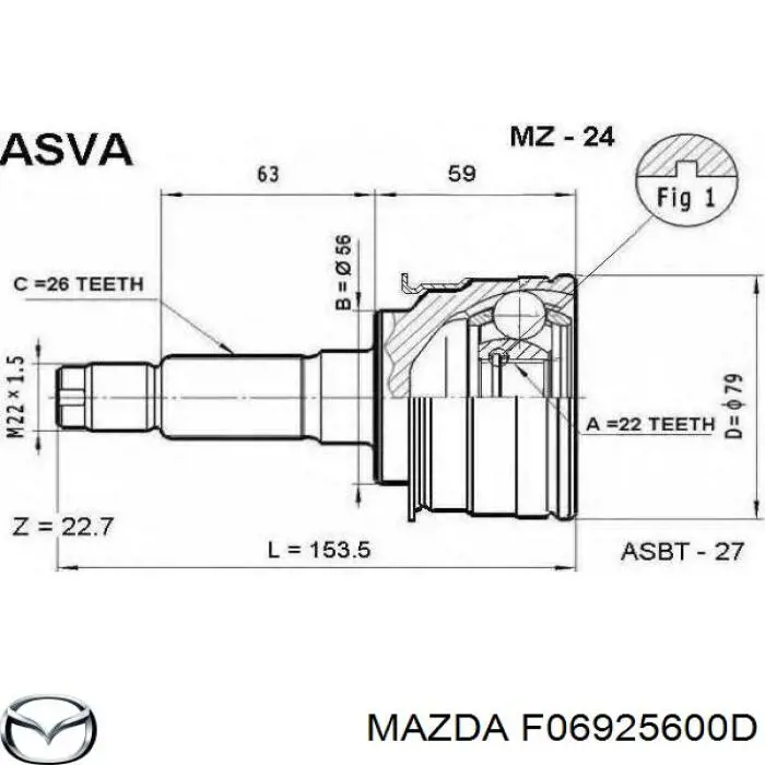 F06925600D Mazda Привід лівий