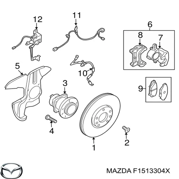F1513304X Mazda маточина передня