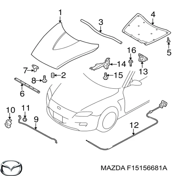 Обшивка капота Mazda F15156681A ціна, від 22.65 USD