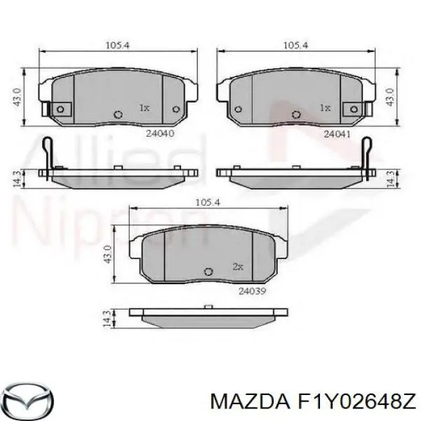 Купити F1Y02648Z Mazda Задні колодки