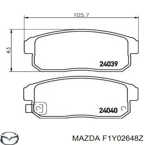 F1Y02648Z Mazda колодки гальмові задні, дискові