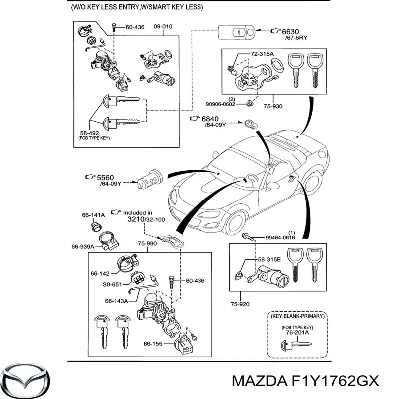 Ключ-заготівка Mazda F1Y1762GX ціна, від 19.00 USD