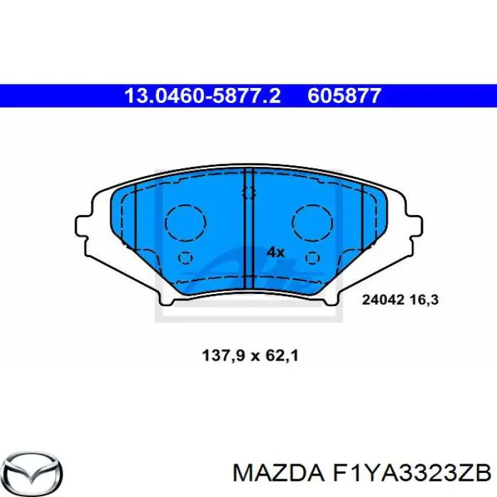 F1YA3323ZB Mazda Передні гальмівні колодки