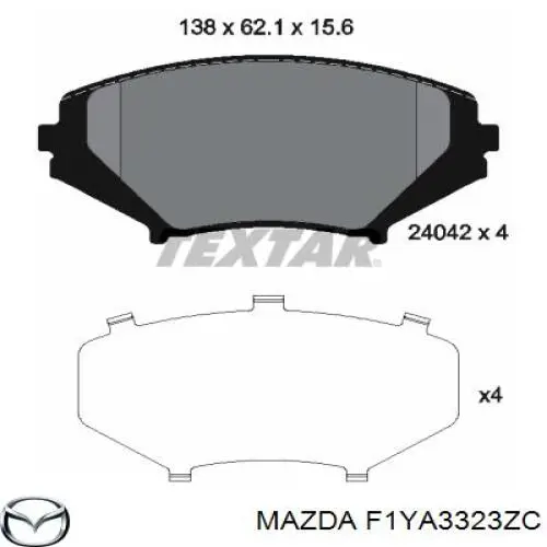 Передні тормозні колодки F1YA3323ZC Mazda