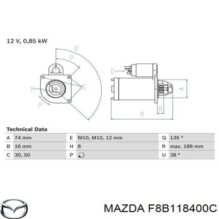 F8B118400C Mazda стартер