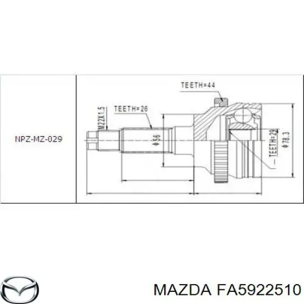 FA5922510 Mazda шрус зовнішній передній
