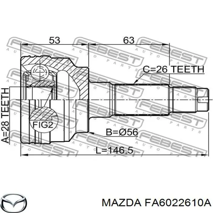 Граната зовнішня передня ліва Mazda FA6022610A ціна, від 539.95 USD