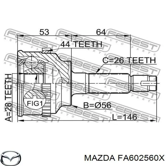 Привід передній лівий Mazda FA602560XA ціна, від 83.33 USD