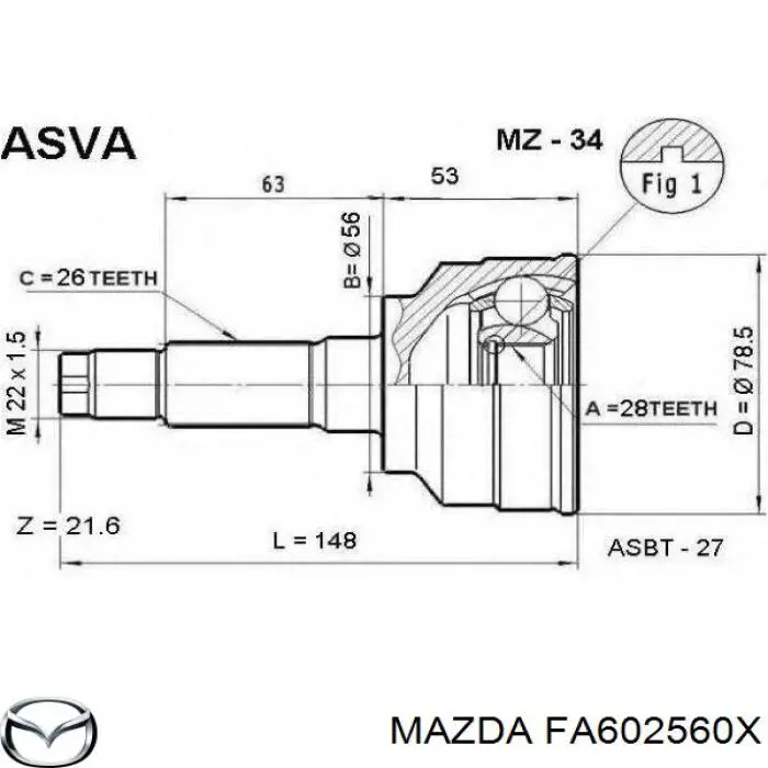 FA602560XA Mazda Привід лівий
