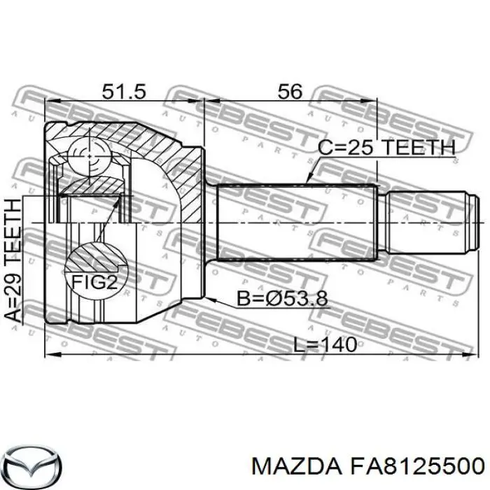 FA8125500 Mazda піввісь (привід передня, права)