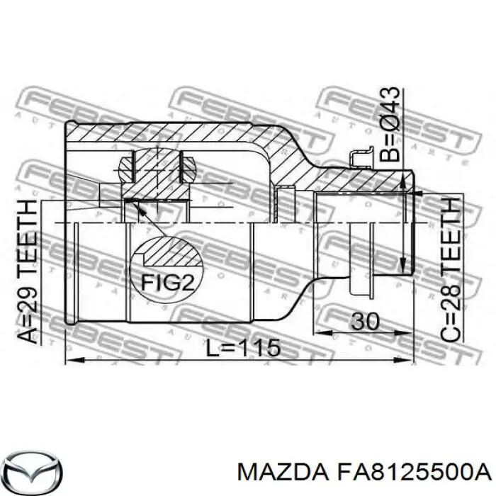 FA8125500A Mazda шрус зовнішній передній