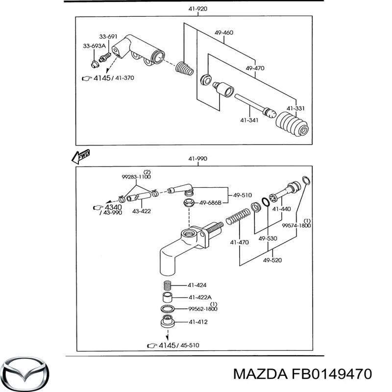 Ремкомплект головного циліндру зчеплення Mazda FB0149470 ціна, від 45.57 USD