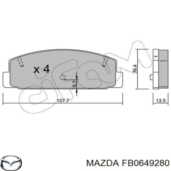 Задні гальмівні колодки Mazda FB0649280 ціна, від 14.11 USD