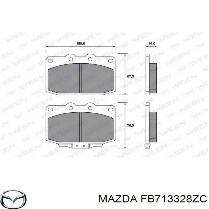 Колодки гальмівні передні, дискові FB713328ZC Mazda