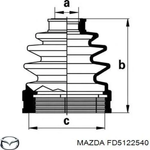 Купити FD5122540 Mazda Пильник шарніра кутових швидкостей внутрішній передній