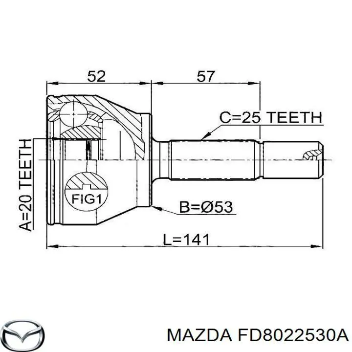 Пильник шарніра кутових швидкостей зовнішній передній Mazda FD8022530A ціна, від 11.21 USD