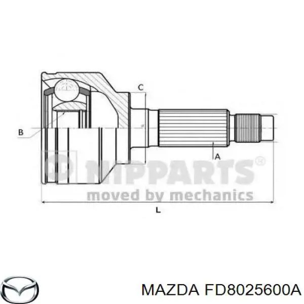 Піввісь передня, права Mazda FD8025600A ціна, від 73.80 USD
