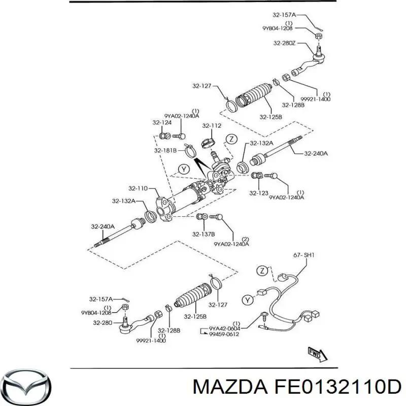 FE0132110D Mazda Рейковий рульовий механізм