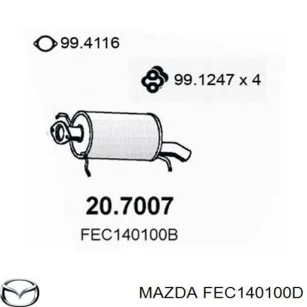 Глушник, задня частина FEC140100D Mazda