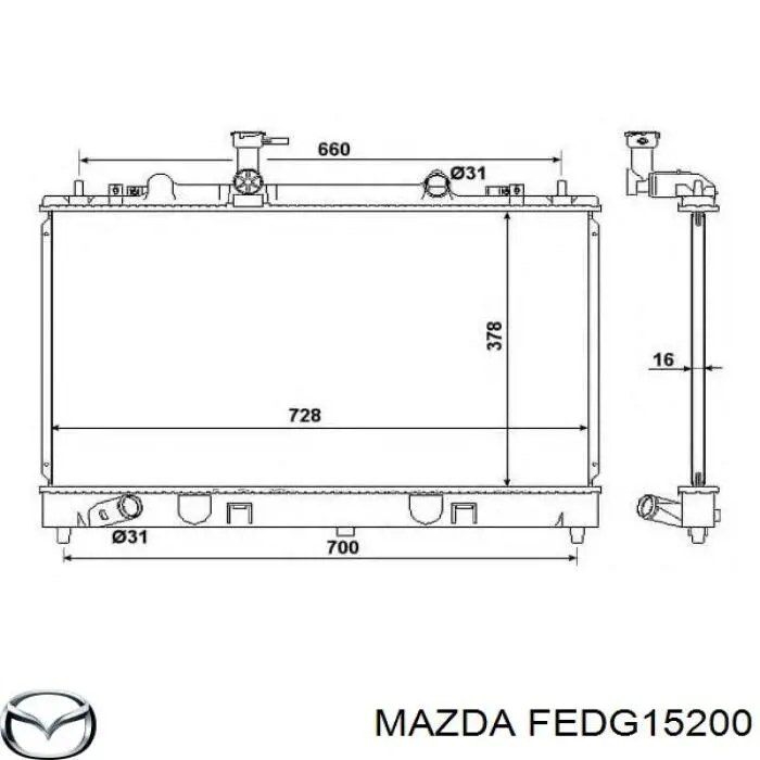 FEDG15200 Mazda Радіатор охолодження двигуна