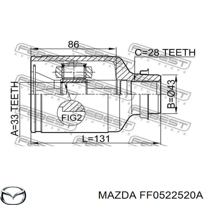 ШРКШ внутрішній, передній, правий Mazda FF0522520A ціна, від 75.21 USD