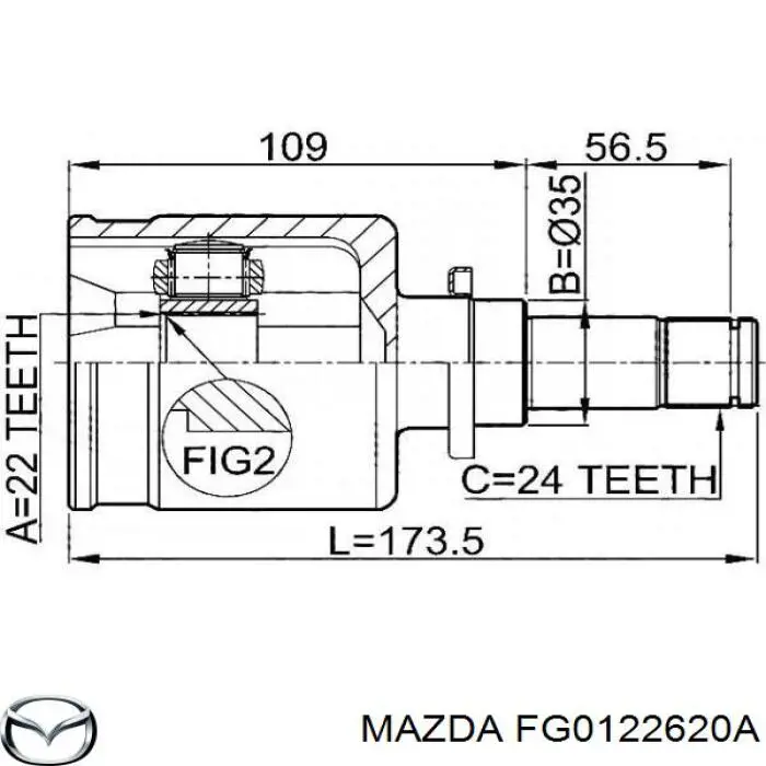 Шарнір кутових швидкостей передній лівий Mazda FG0122620A ціна, від 32.25 USD
