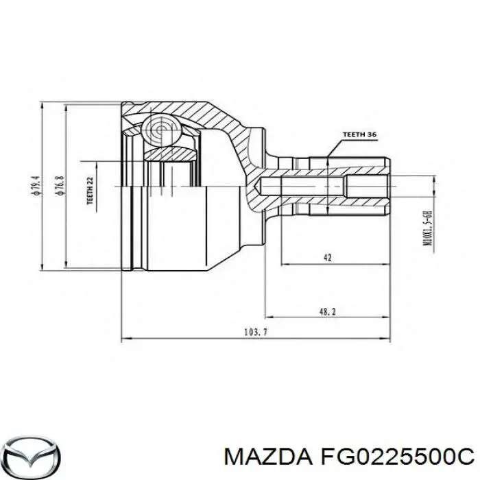 Піввісь (привід) передня, права FG0225500C Mazda